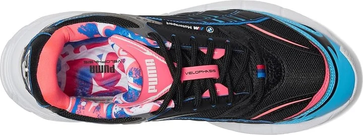 PUMA BMW MMS Velophasis Neon Men's Lace up casual Shoes Puma Black/Luminous Blue/Sunset Glow : 10 D - Medium, Leather - Image 2