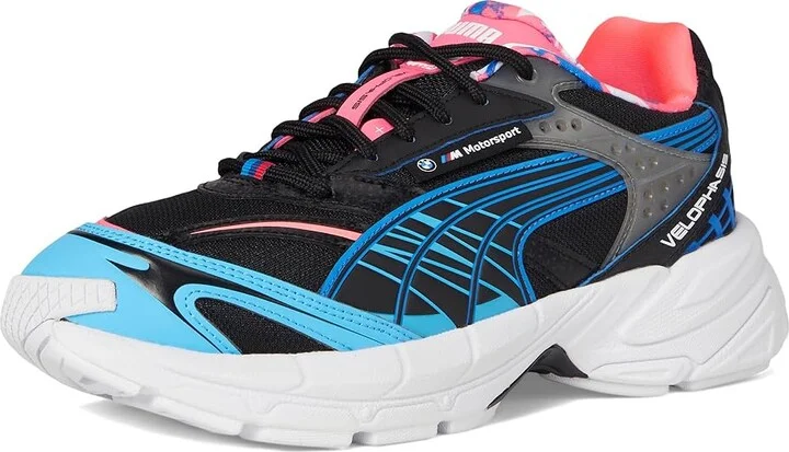 PUMA BMW MMS Velophasis Neon Men's Lace up casual Shoes Puma Black/Luminous Blue/Sunset Glow : 10 D - Medium, Leather - Image 5