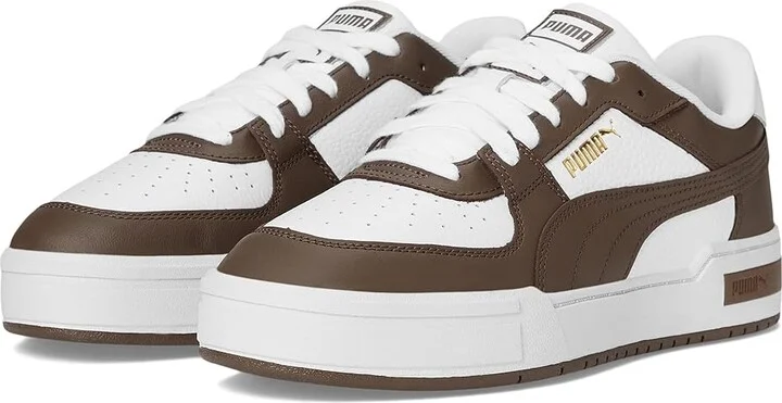 PUMA Ca Pro Classic Men's Lace up casual Shoes PUMA White/Espresso Brown/Puma Team Gold : 10 D - Medium, Leather