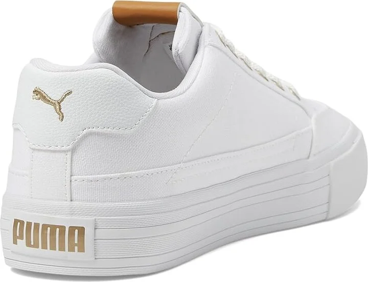 PUMA Court Classic Vulc First Class Women's Lace up casual Shoes Puma White/Puma Gold : 5.5 B - Medium, Leather - Image 4