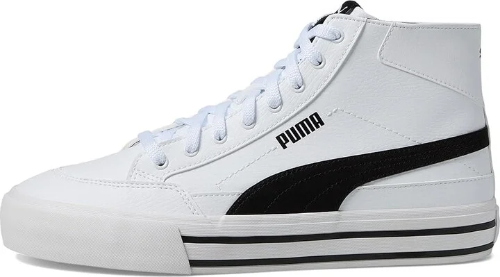 PUMA Court Classic Vulc Mid Men's Shoes Puma White/Puma Black 1 : 7 D - Medium, Leather - Image 6