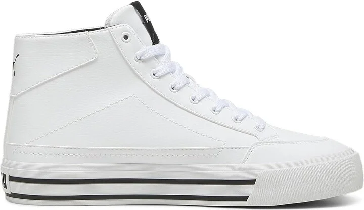PUMA Court Classic Vulc Mid Men's Shoes Puma White/Puma Black 1 : 7 D - Medium, Leather - Image 7