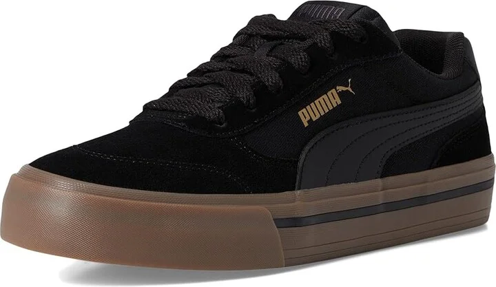 PUMA Court Classic Vulc Shoes Men's Shoes Black/Gold : 8 D - Medium, Canvas - Image 5