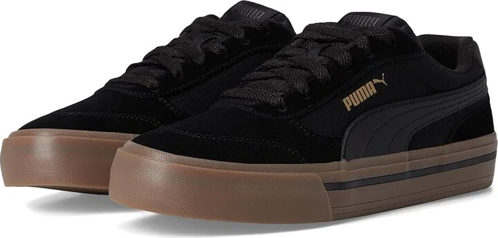 PUMA Court Classic Vulc Shoes Men's Shoes Black/Gold : 8 D - Medium, Canvas