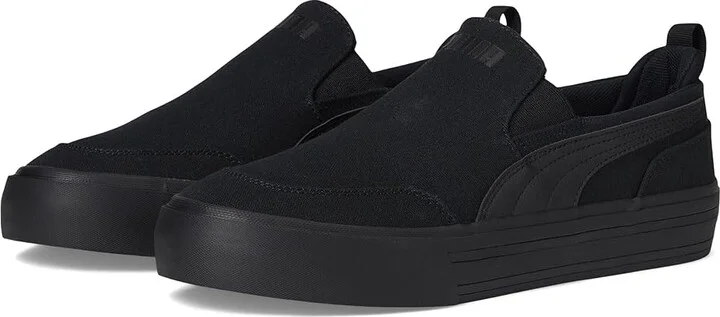 PUMA Court Classic Vulc Slip On Sneakers Men's Snow Shoes Puma Black/Puma Black : 11.5 D - Medium, Canvas/Rubber