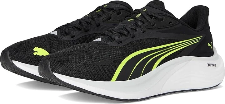 PUMA Electrify Nitro 4 Running Shoes Men's Running Shoes Puma Black/Yellow Alert/Feather Gray : 10.5 D - Medium