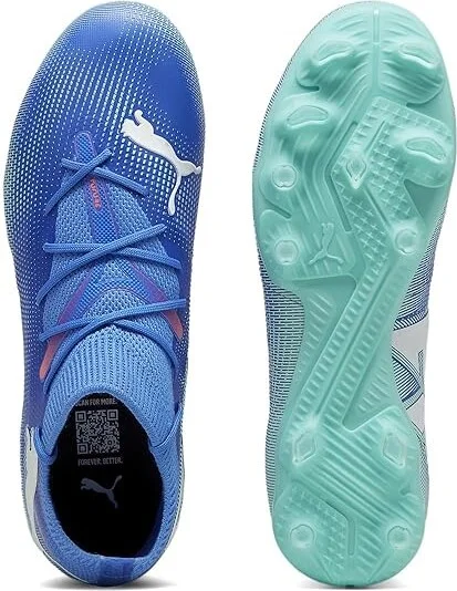 PUMA Future 7 Match Firm Ground/Artificial Ground Soccer Cleats Women's Shoes Bluemazing-Puma White-Electric Peppermint : 11.5 B - Medium - Image 3