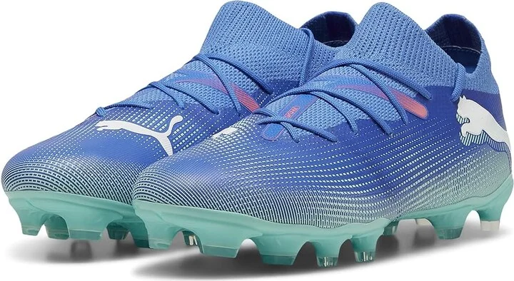 PUMA Future 7 Match Firm Ground/Artificial Ground Soccer Cleats Women's Shoes Bluemazing-Puma White-Electric Peppermint : 11.5 B - Medium