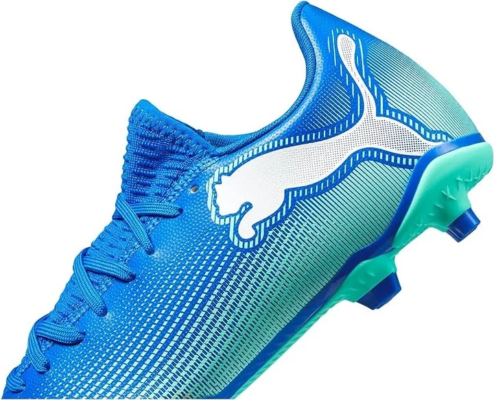 PUMA Future 7 Play Firm Ground/Artificial Ground Soccer Cleats Men's Shoes Hyperlink Blue-Mint-Puma White : 10.5 D - Medium, Synthetic - Image 4
