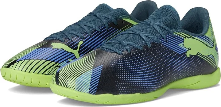 PUMA Future 7 Play Indoor Training Soccer Cleats Men's Shoes Gray Skies-Elektro Purple-Fizzy Apple-Puma White : 11 D - Medium, Synthetic