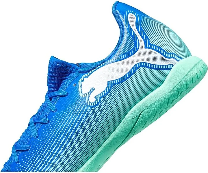 PUMA Future 7 Play Indoor Training Soccer Cleats Men's Shoes Hyperlink Blue-Mint-Puma White : 10.5 D - Medium, Synthetic - Image 4