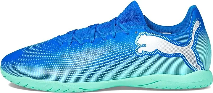 PUMA Future 7 Play Indoor Training Soccer Cleats Men's Shoes Hyperlink Blue-Mint-Puma White : 10.5 D - Medium, Synthetic - Image 5