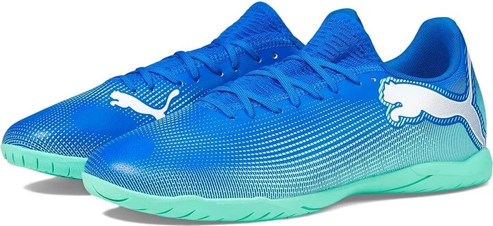 PUMA Future 7 Play Indoor Training Soccer Cleats Men's Shoes Hyperlink Blue-Mint-Puma White : 10.5 D - Medium, Synthetic