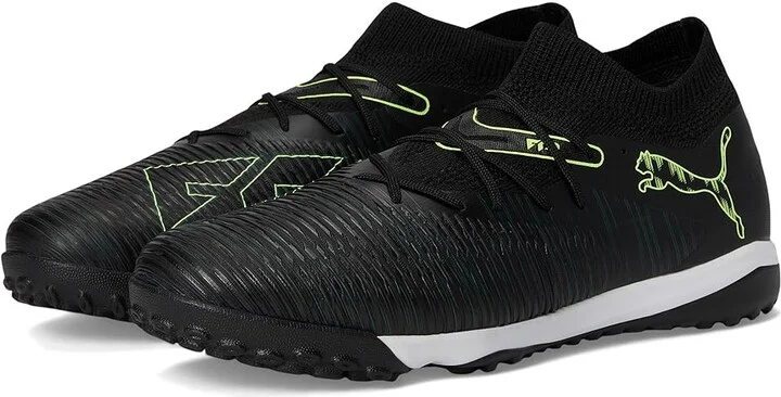 PUMA Future 8 Match Turf Trainer Soccer Cleats Men's Soccer Shoes Black/Fizzy Light/Green Terrain : 10 D - Medium, Textile
