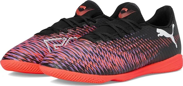 PUMA Future 8 Play Indoor Trainer Soccer Shoes Men's Soccer Shoes Puma Black-Puma White-Glowing Red : 8.5 D - Medium, Leather