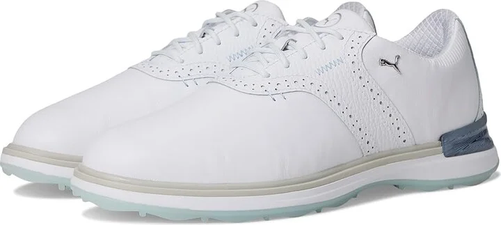 PUMA Golf Avant Men's Shoes Puma White/Ash Gray/Icy Blue : 7 D - Medium, Leather