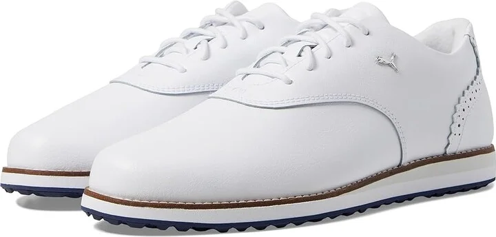PUMA Golf Avant Women's Shoes Puma White/Deep Navy/Sand Dune : 5.5 B - Medium, Leather