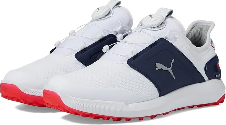 PUMA Golf Ignite Elevate Disc Golf Shoes Men's Shoes Puma White/Puma Silver/Puma Navy : 7.5 D - Medium, Textile