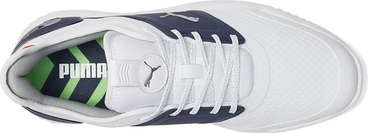PUMA Golf Ignite Elevate Golf Shoes Men's Shoes Puma White/Puma Silver/Puma Navy : 7 D - Medium, Synthetic/Textile - Image 2