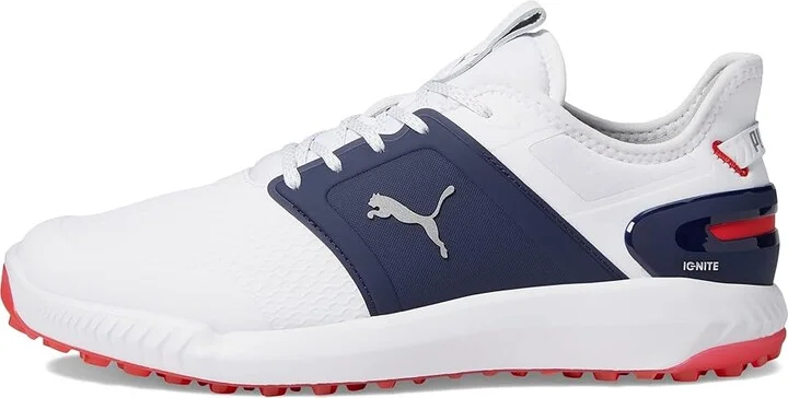 PUMA Golf Ignite Elevate Golf Shoes Men's Shoes Puma White/Puma Silver/Puma Navy : 7 D - Medium, Synthetic/Textile - Image 6