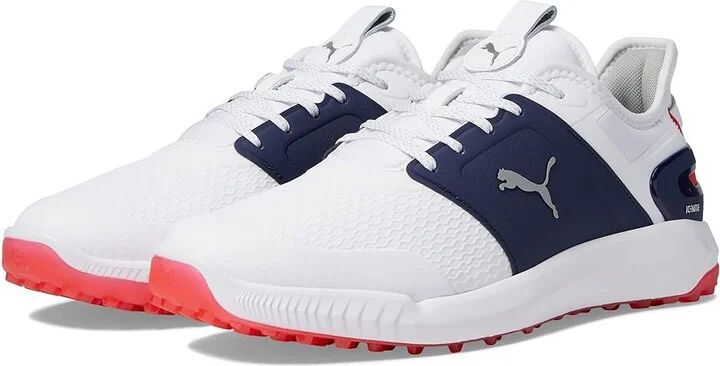 PUMA Golf Ignite Elevate Golf Shoes Men's Shoes Puma White/Puma Silver/Puma Navy : 7 D - Medium, Synthetic/Textile
