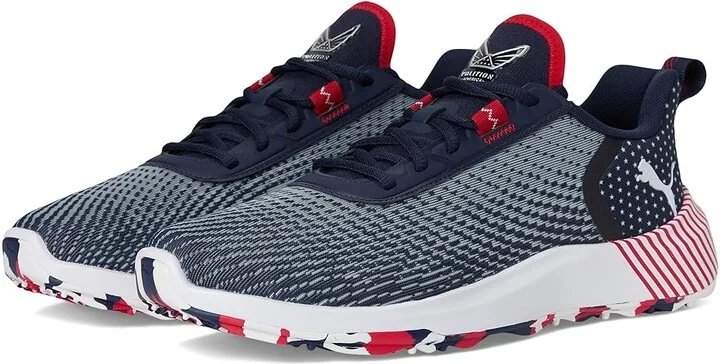 PUMA Golf Puma X Volition Fusion Crush Sport Men's Shoes Deep Navy/Strong Red/Puma White : 7 D - Medium, Leather
