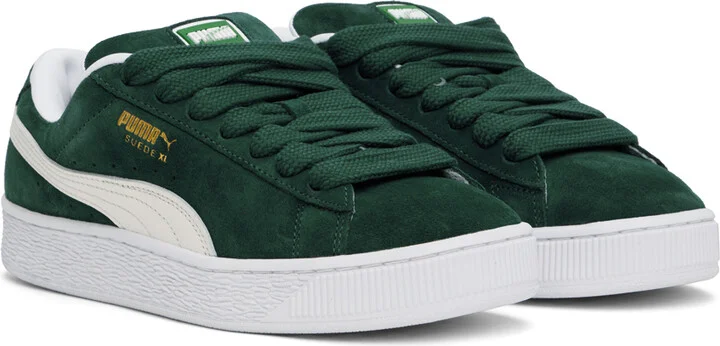 PUMA Green & White Suede XL Sneakers - Image 4