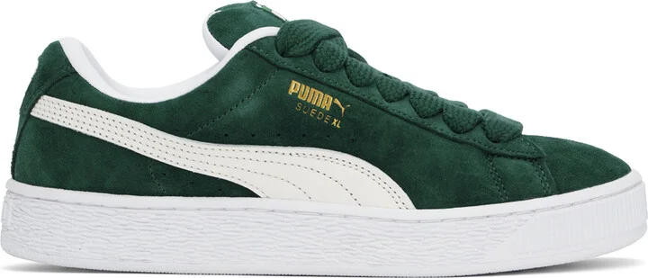 PUMA Green & White Suede XL Sneakers