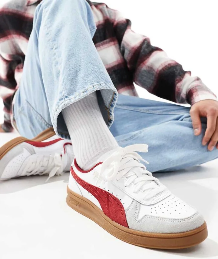 PUMA Indoor sneakers in white and red detail