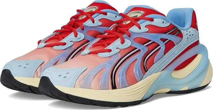 PUMA Inverse Sneakers Men's Snow Shoes Creamy Vanilla/For All Time Red/Team Light Blue : 9 D - Medium, Leather/Synthetic/Textile