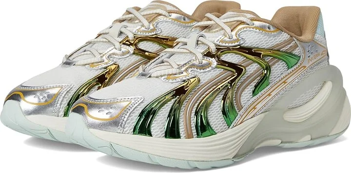 PUMA Inverse Sneakers Women's Snow Shoes Warm White/Archive Gold : 6 B - Medium, Leather/Rubber/Suede