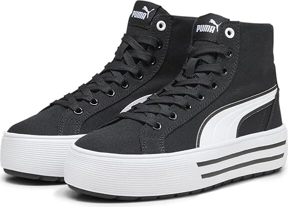 PUMA Kaia 2.0 Mid Women's Lace up casual Shoes Puma Black/Puma White : 8.5 B - Medium, Canvas