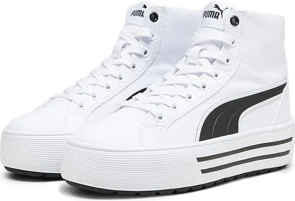 PUMA Kaia 2.0 Mid Women's Lace up casual Shoes Puma White/Puma Black : 7.5 B - Medium, Canvas