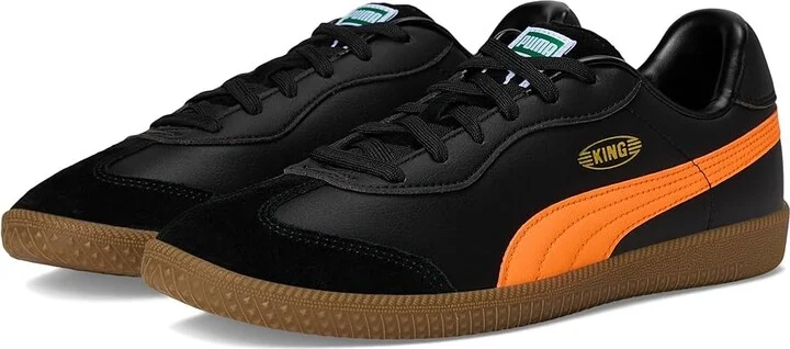 PUMA King 21 Indoor Trainer Soccer Shoes Men's Shoes Black/Heat Fire : 9.5 D - Medium, Leather/Synthetic
