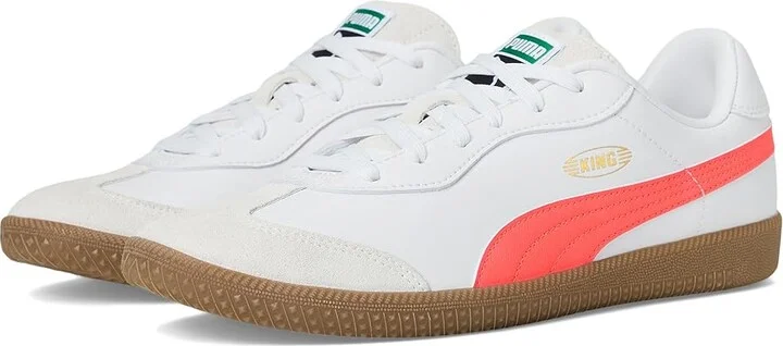 PUMA King 21 Indoor Trainer Soccer Shoes Men's Shoes White/Glowing Red : 7 D - Medium, Leather/Synthetic