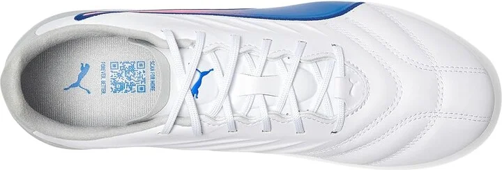 PUMA King Pro Firm, Artificial Ground Soccer Cleats Women's Soccer Shoes Puma White-Bluemazing-Flat Light Gray : 10.5 B - Medium, Synthetic - Image 2