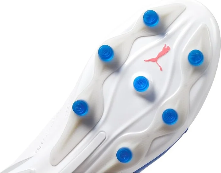 PUMA King Pro Firm, Artificial Ground Soccer Cleats Women's Soccer Shoes Puma White-Bluemazing-Flat Light Gray : 10.5 B - Medium, Synthetic - Image 6