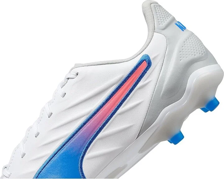 PUMA King Pro Firm Ground/Artificial Ground Soccer Cleats Men's Shoes Puma White/Bluemazing/Flat Light Gray : 13 D - Medium - Image 4