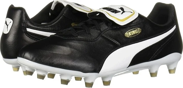 PUMA King Top FG Soccer Cleats Men's Soccer Shoes Puma Black/Puma White : 12 D - Medium, Leather