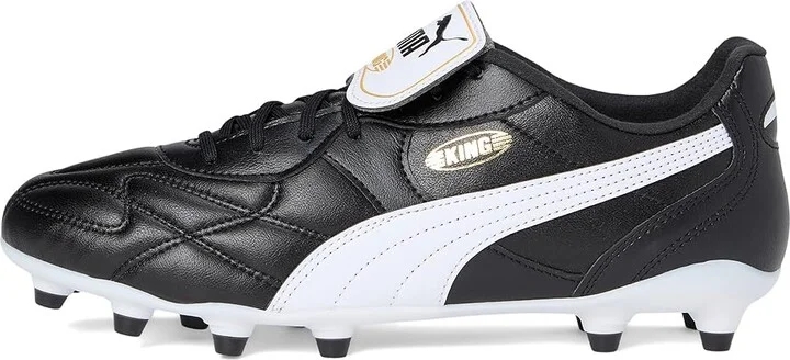 PUMA King Top Firm, Artificial Ground Soccer Cleats Men's Soccer Shoes Black/White/Gold : 12 D - Medium, Textile - Image 6
