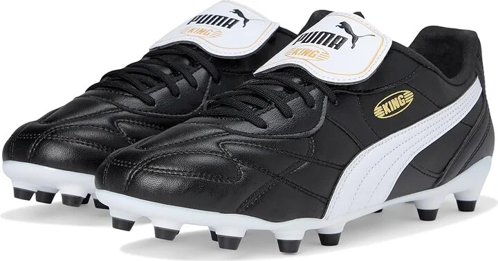 PUMA King Top Firm, Artificial Ground Soccer Cleats Men's Soccer Shoes Black/White/Gold : 12 D - Medium, Textile