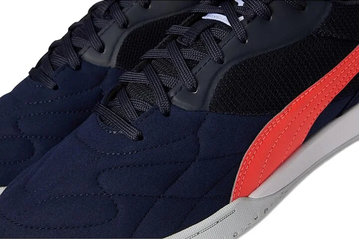 PUMA King Top Indoor Trainer Soccer Shoes Men's Soccer Shoes New Navy-Glowing Red-Silver Mist : 11.5 D - Medium, Rubber/Suede - Image 7