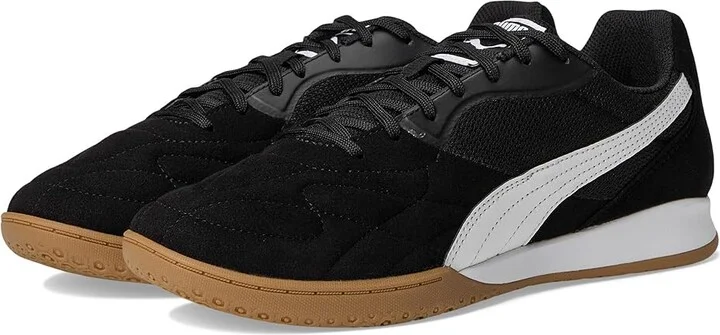 PUMA King Top Indoor Trainer Soccer Shoes Men's Soccer Shoes Puma Black-Puma White-Puma Gold : 7 D - Medium, Rubber/Suede