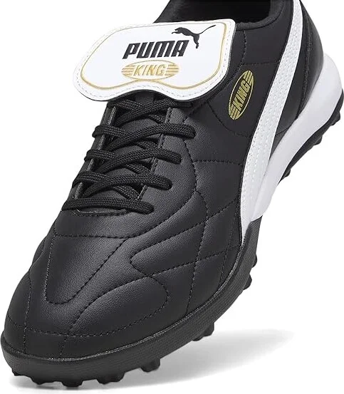PUMA King Top Turf Training Soccer Cleats Men's Shoes PUMA Black/PUMA White/PUMA Gold : 7 D - Medium, Leather - Image 5