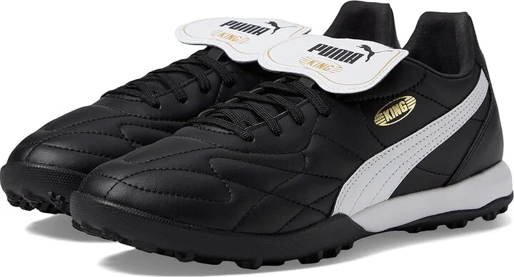 PUMA King Top Turf Training Soccer Cleats Men's Shoes PUMA Black/PUMA White/PUMA Gold : 7 D - Medium, Leather