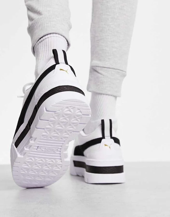PUMA Mayze chunky sneakers in white and black - Image 2