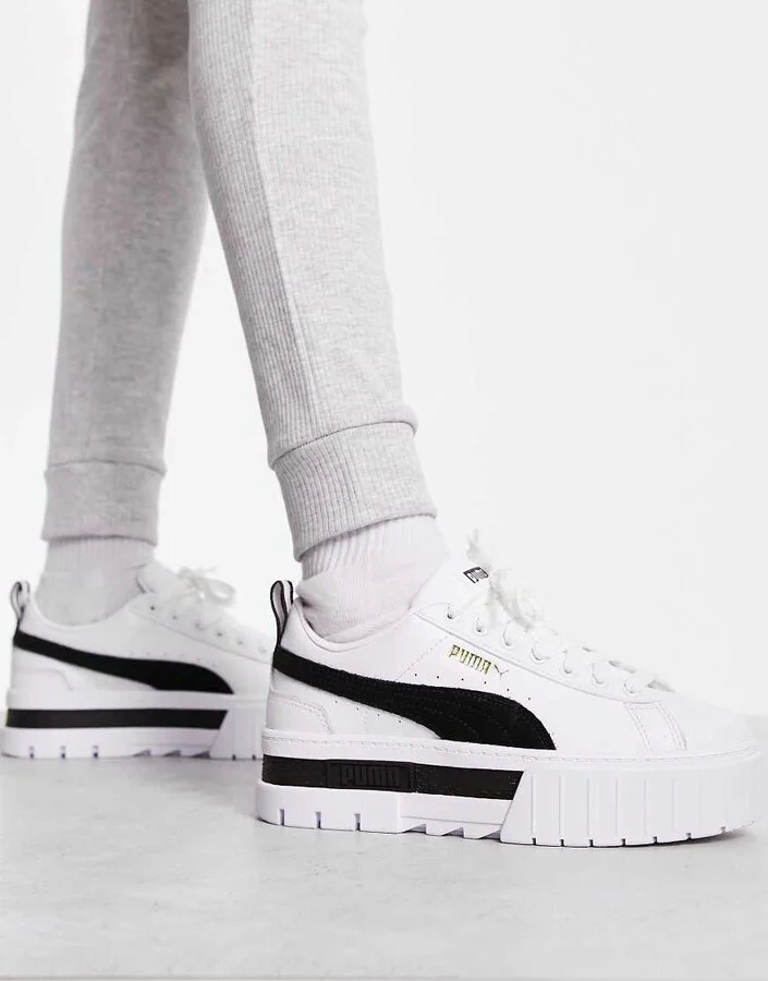 PUMA Mayze chunky sneakers in white and black