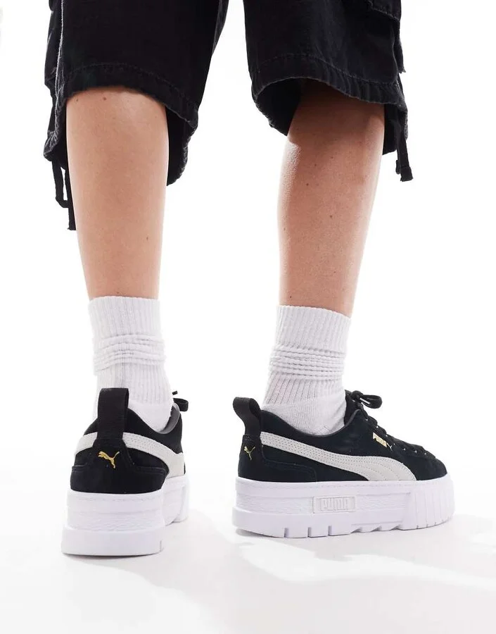PUMA Mayze classic sneakers in black with off white details - Image 2