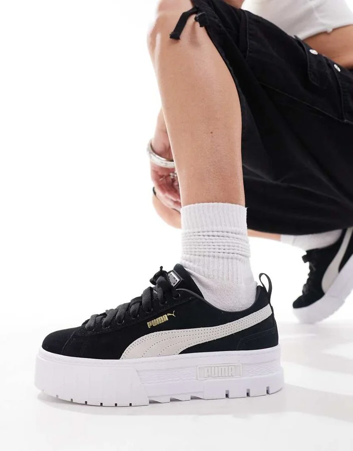 PUMA Mayze classic sneakers in black with off white details