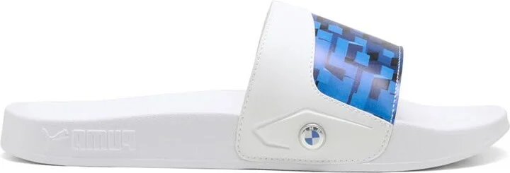 PUMA Men's BMW Motorsport Logo Leadcat 2.0 Slide Sandal White-Cool Cobalt